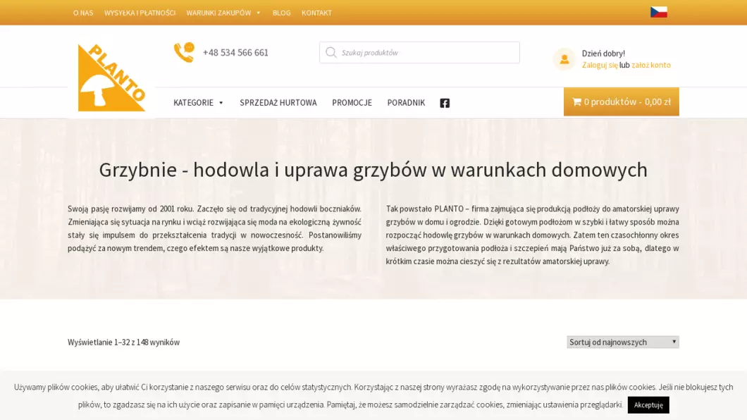 Grzybnie - uprawa i hodowla grzybów | Planto - zrzut ekranu