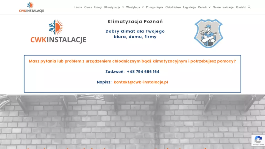 Klimatyzacje, pompy ciepła, chłodnictwo - CWK Instalacje - zrzut ekranu