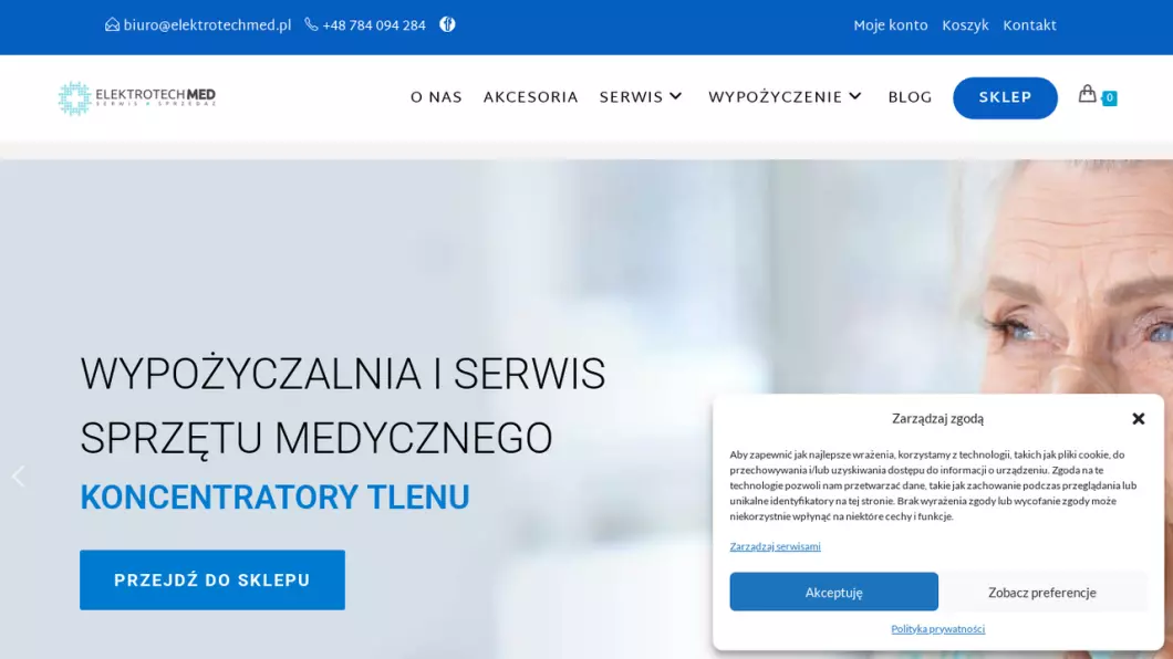 Elektrotechmed - Koncentratory tlenu - zrzut ekranu