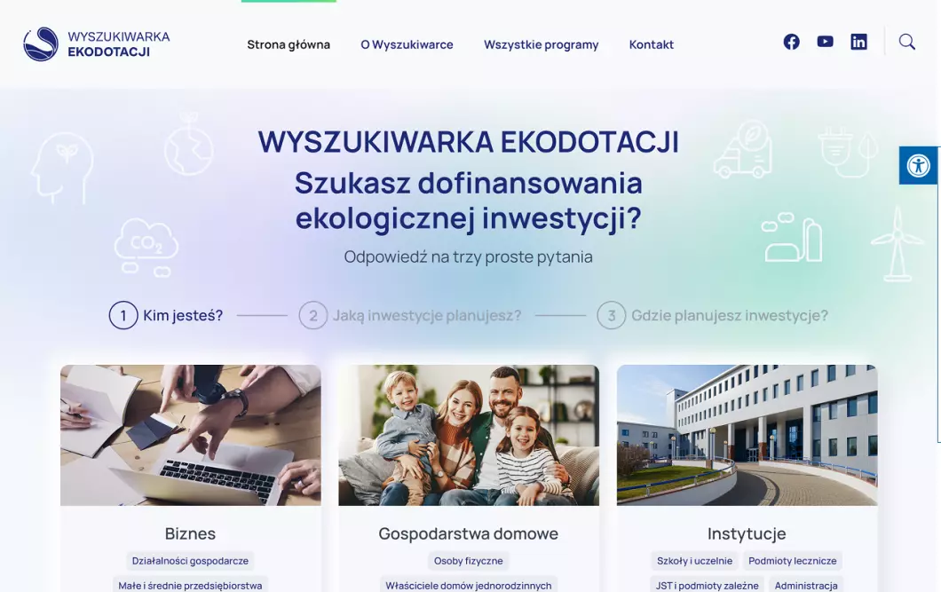 Ekodotacje - wyszukiwarka dotacji - zrzut ekranu