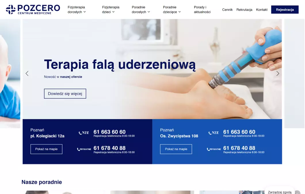 Centrum medyczne Poznań Pozcero - zrzut ekranu