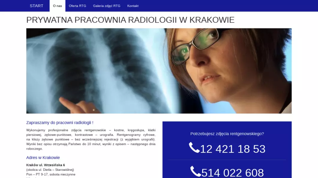 Prywatna Pracownia Radiologii - RTG Kraków - zrzut ekranu