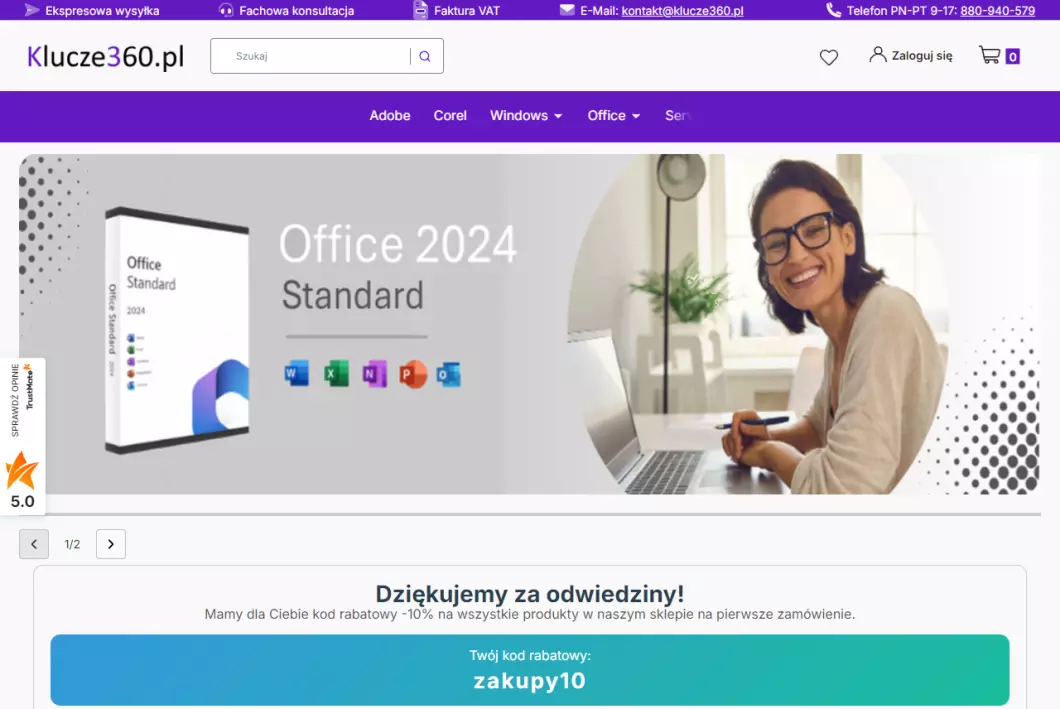 Klucze360.pl - klucze aktywacyjne - zrzut ekranu