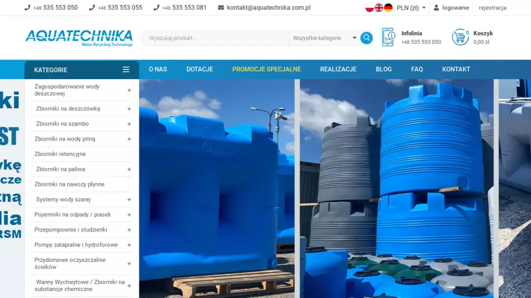 Aquatechnika - zbiorniki na deszczówkę - zrzut ekranu