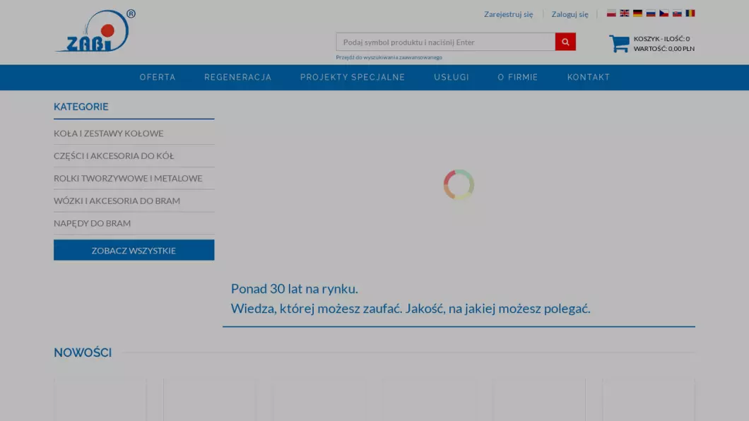 Zabi - producent zestawów kołowych - zrzut ekranu