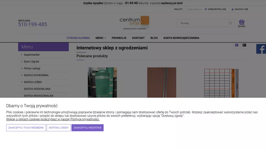 Sklep z ogrodzeniami - centrumgrodzenia.pl - zrzut ekranu