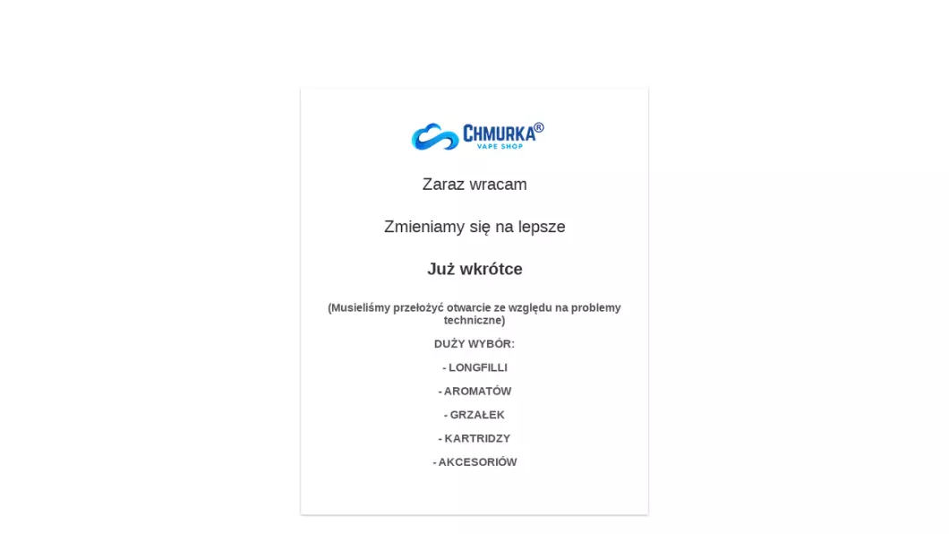 Chmurka Vape Shop - zrzut ekranu