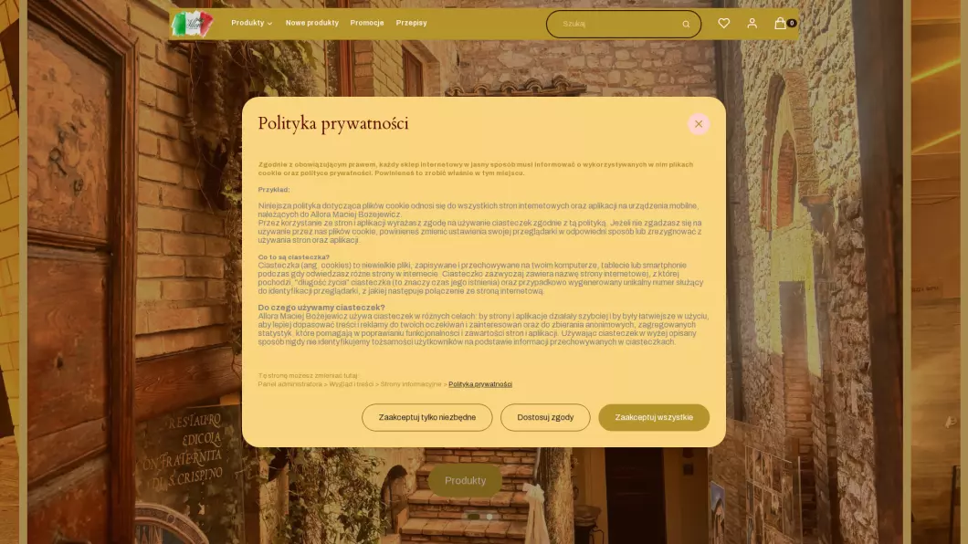 sklep z włoskimi produktami | Allora - zrzut ekranu